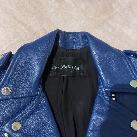 Gorgeous Reformation cobalt blue leather jacket. Small - Picture 7 of 7